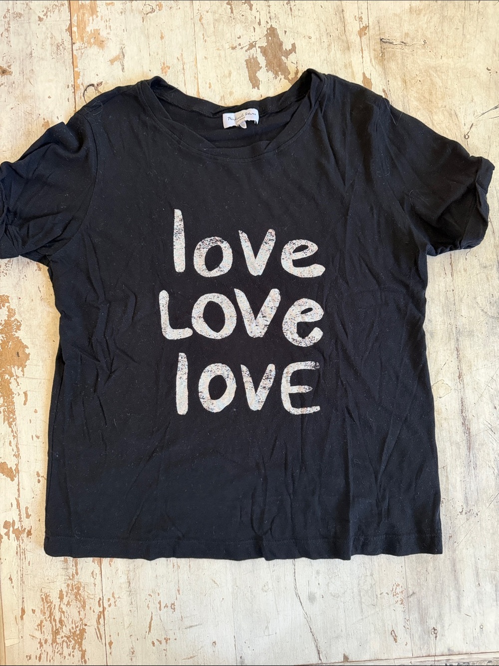 Michael Stars Black Short Sleeve Tee with White 'love LOVE love' Graphic